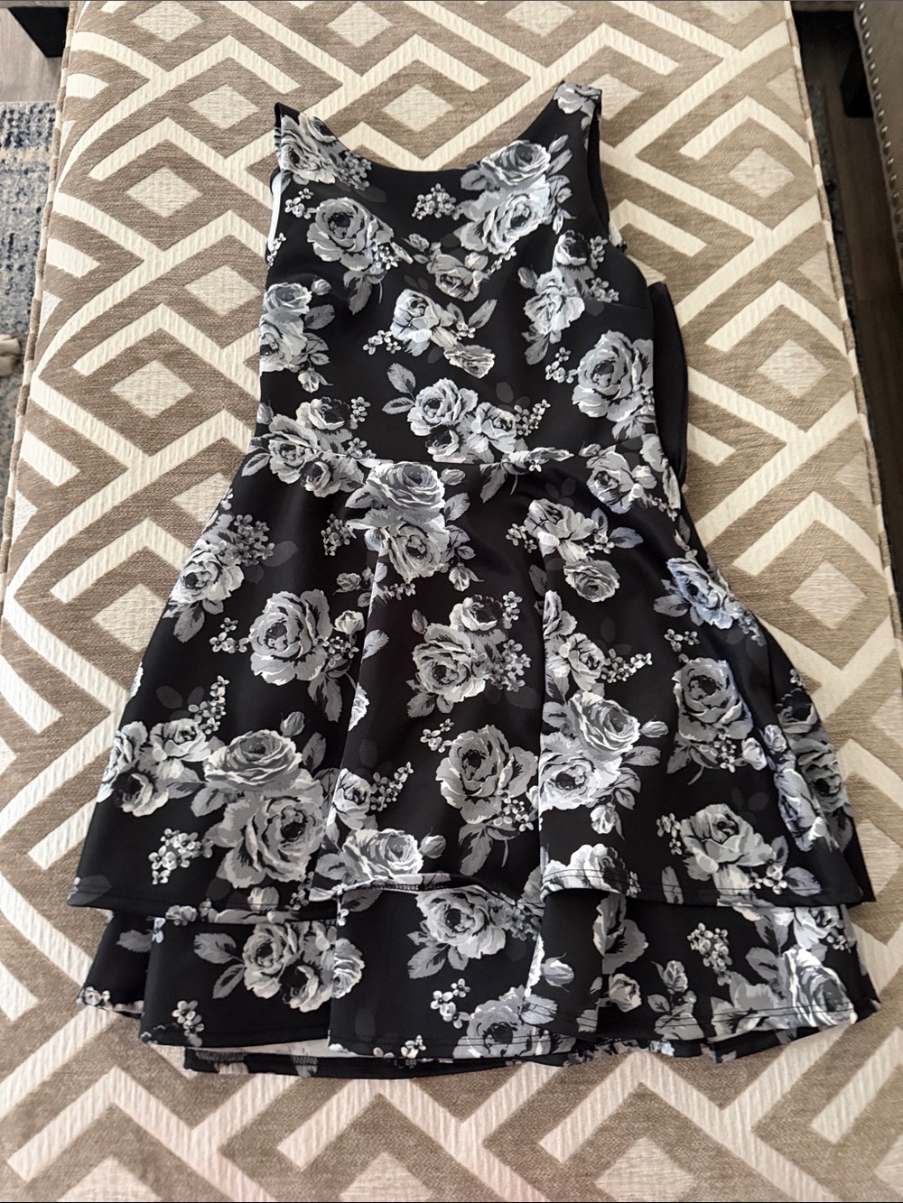 Black Floral Tiered Dress